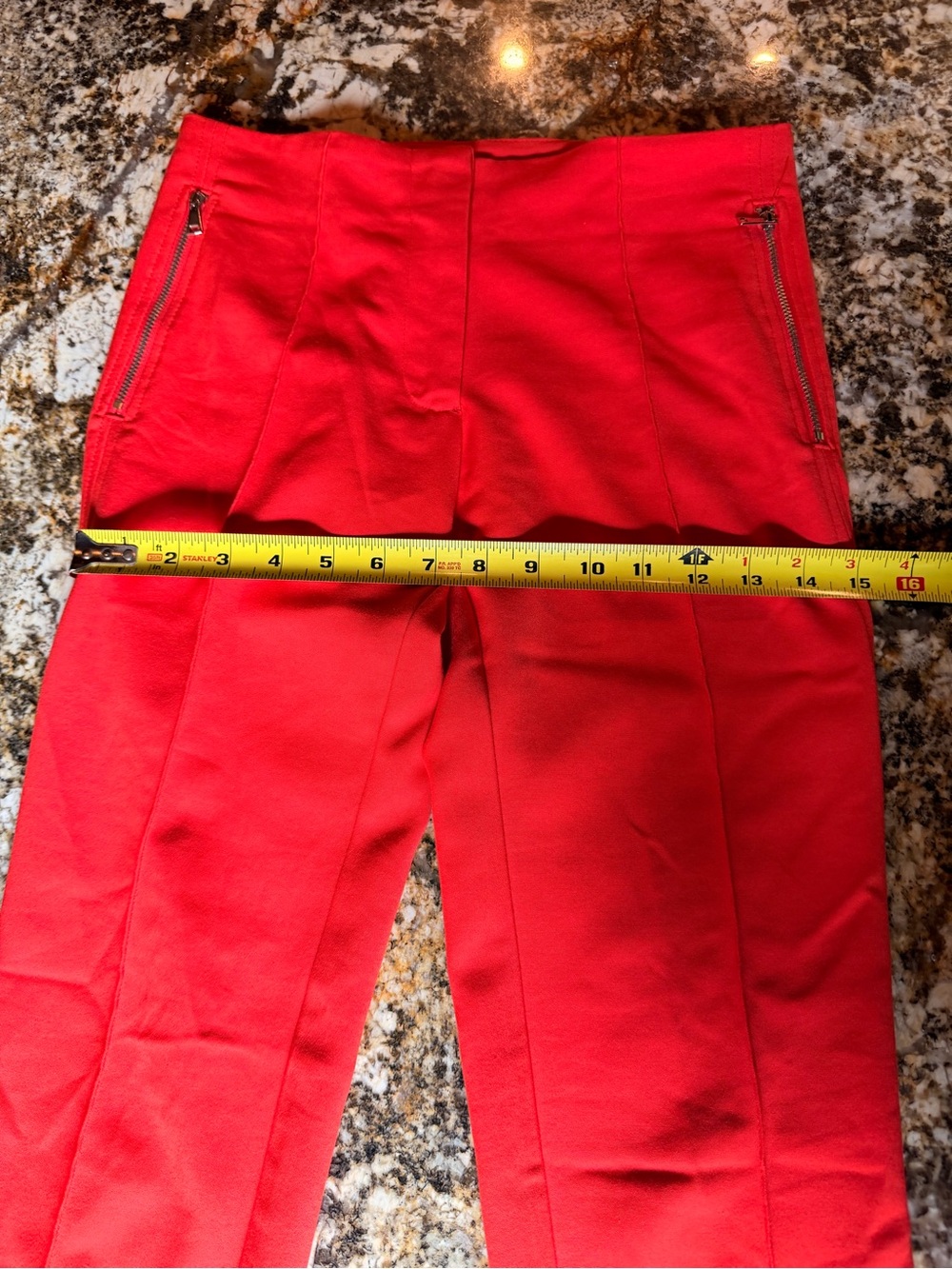 Zara pants, bright coral red, side zip and back pockets, straight leg, Sz Small - Picture 8 of 14